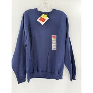 NEW TAGS Vintage Hanes Sweatshirt Men's LARGE Blue Pullover Fleece Premium Y2K